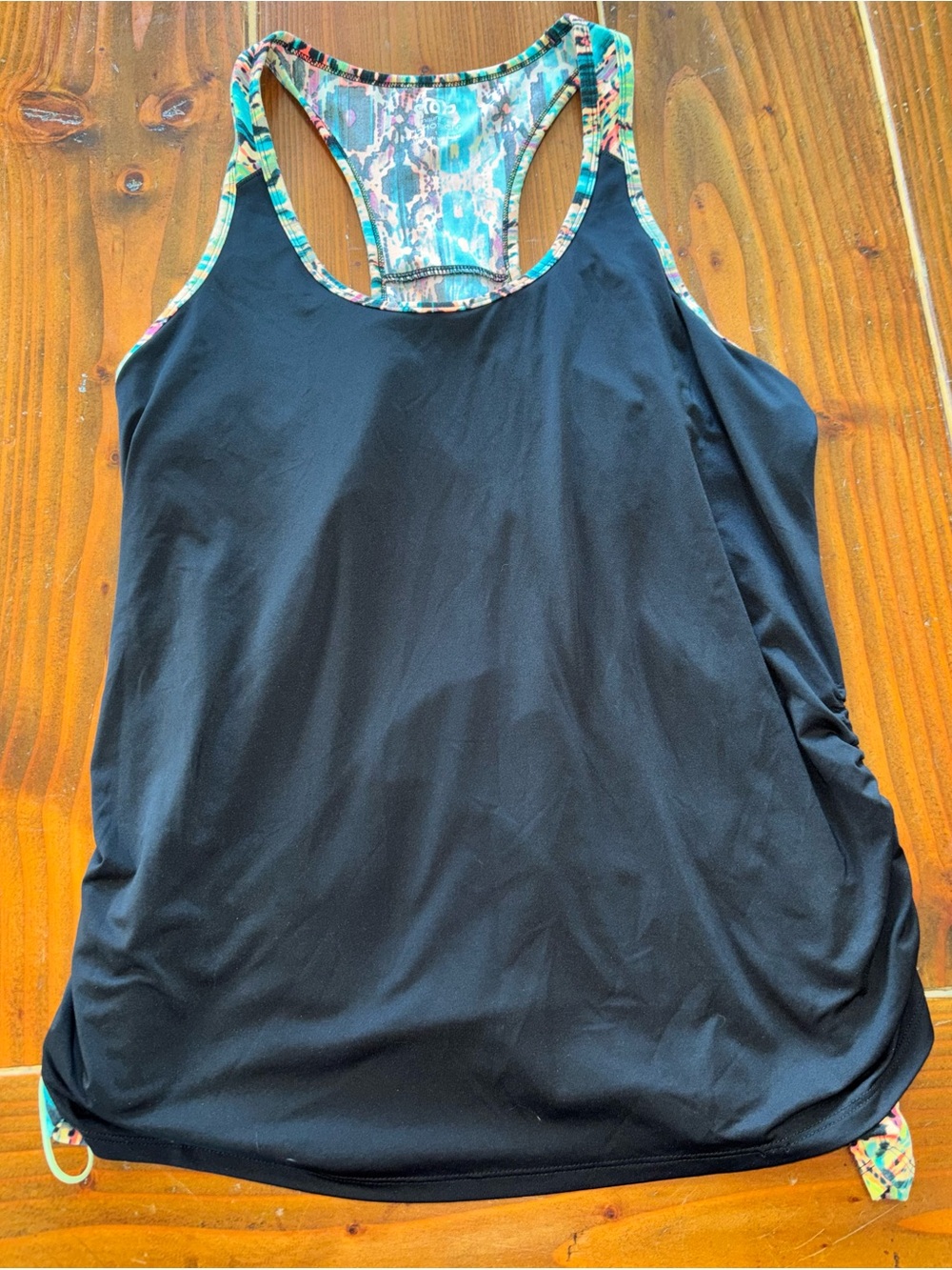 Maurices Black Racerback Athletic Tank with Teal Multicolor Trim